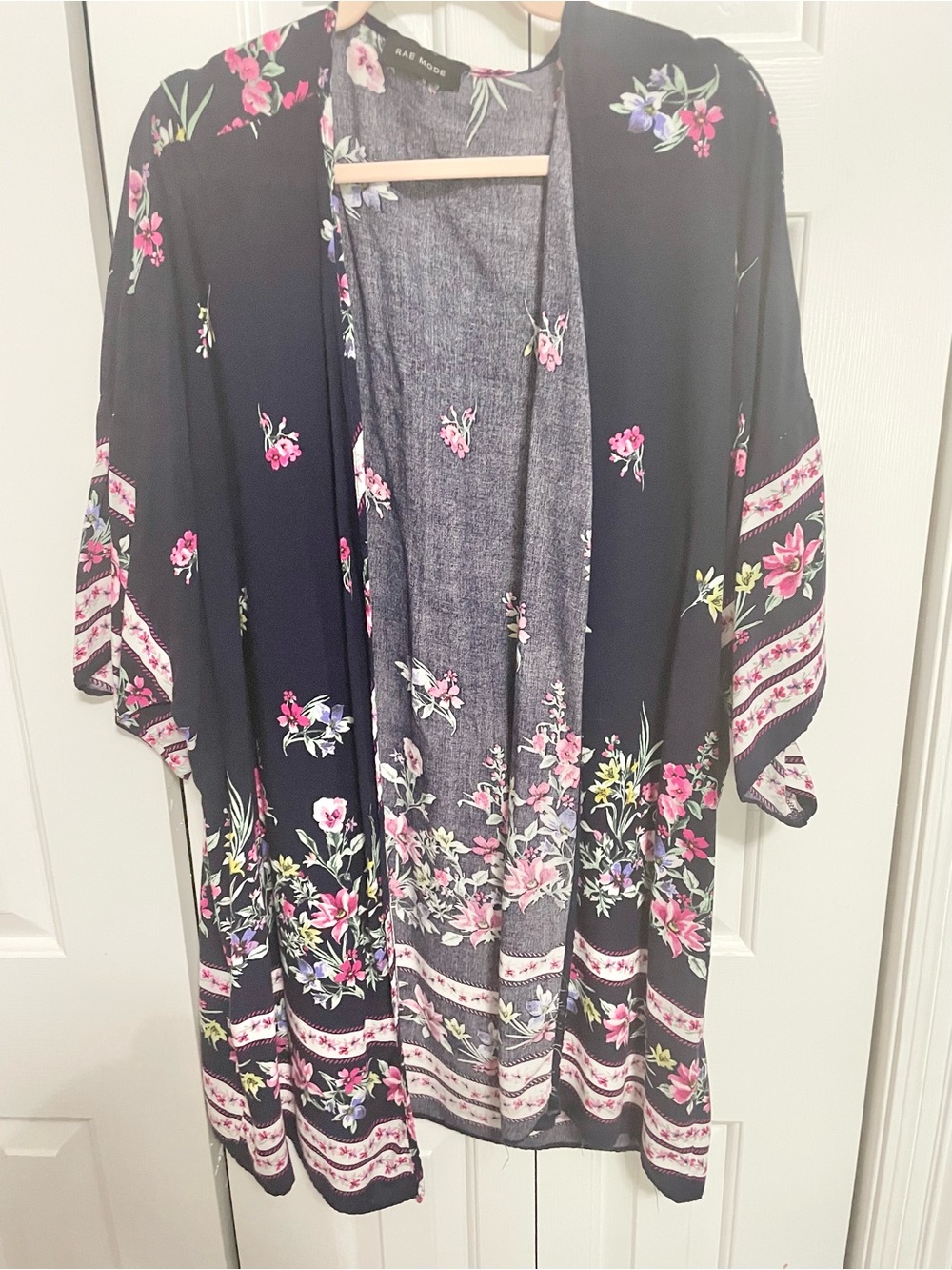 Bae Mode Navy Floral Kimono Jacket